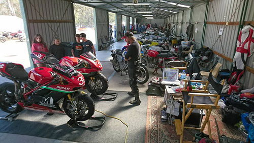 Ducati race bikes getting attention.
